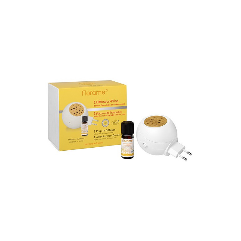Difusor eléctrico + Composición BIO de aceites esenciales Antimosquitos verano tranquilo con citronella Florame